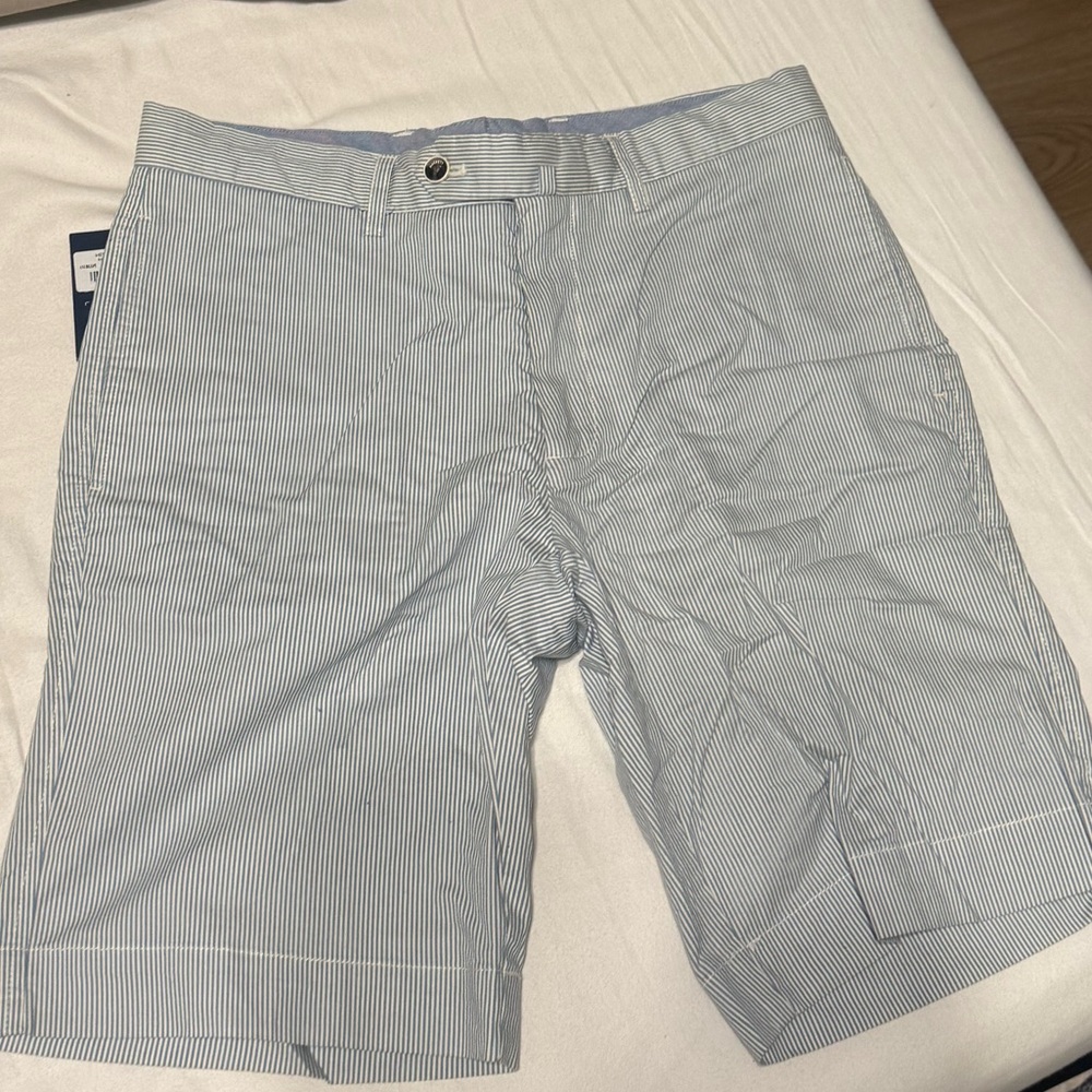 Hackett Light Blue Pinstripe Flat-Front Shorts
